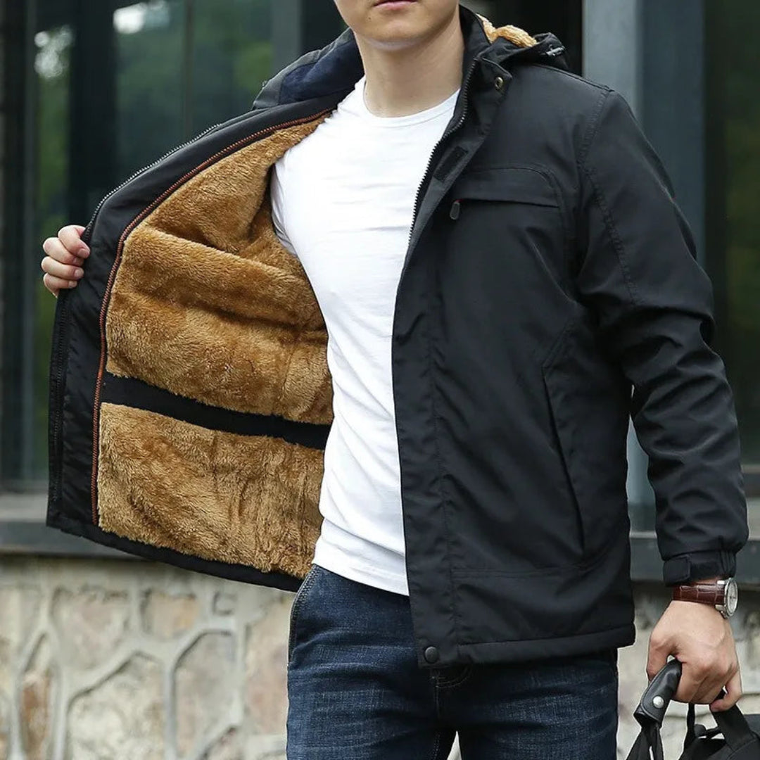 Fleecejacke mit Kapuze für Herren, wasserabweisend | Winter 0