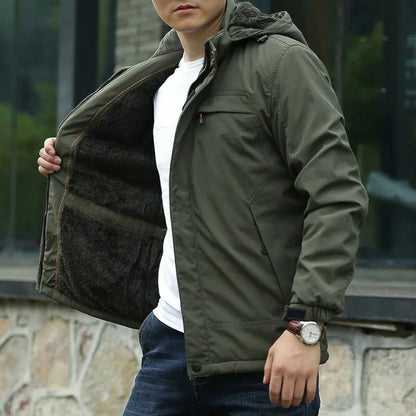 Fleecejacke mit Kapuze für Herren, wasserabweisend | Winter