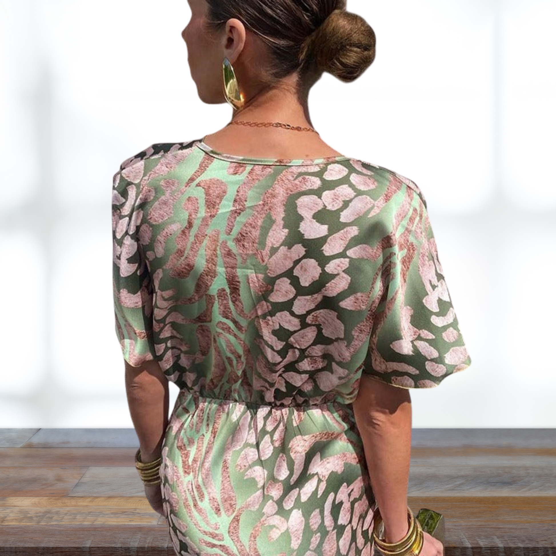 Fließendes Maxikleid mit V-Ausschnitt für heiße Sommertage | Rosa 3