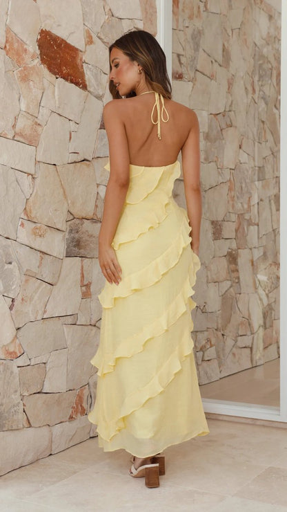 Maxikleid Damen | Volant-Rüschen & Fließender Sommerlook