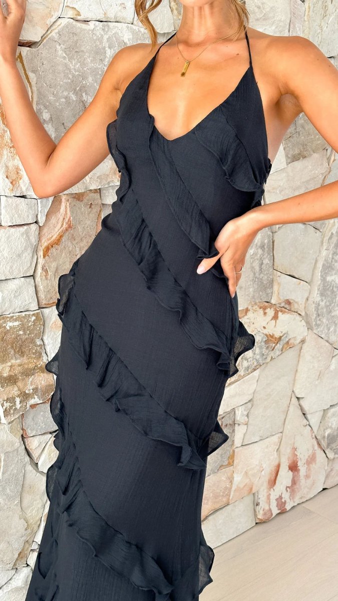 Maxikleid Damen | Volant-Rüschen & Fließender Sommerlook