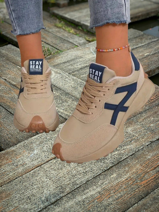 Frauen -Laufschuhe mit atmungsaktivem oberen und unterstützenden Polstersohle | Beige