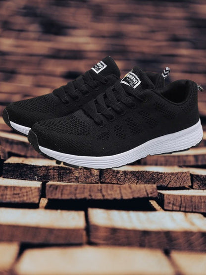 Frauen Schnürschuhe mit atmungsaktivem Design und Rutsch-Außensohle | Schwarz 2