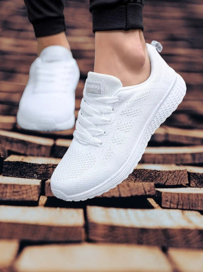 Frauen Schnürschuhe mit atmungsaktivem Design und Rutsch-Außensohle | WeiB