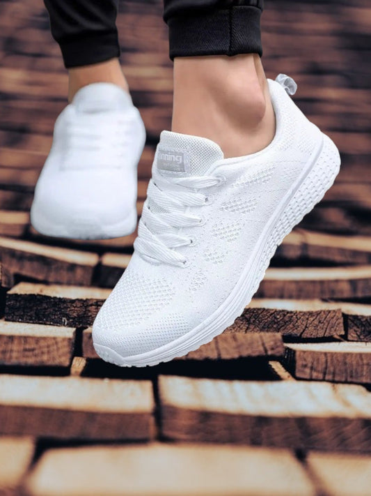 Frauen Schnürschuhe mit atmungsaktivem Design und Rutsch-Außensohle | WeiB