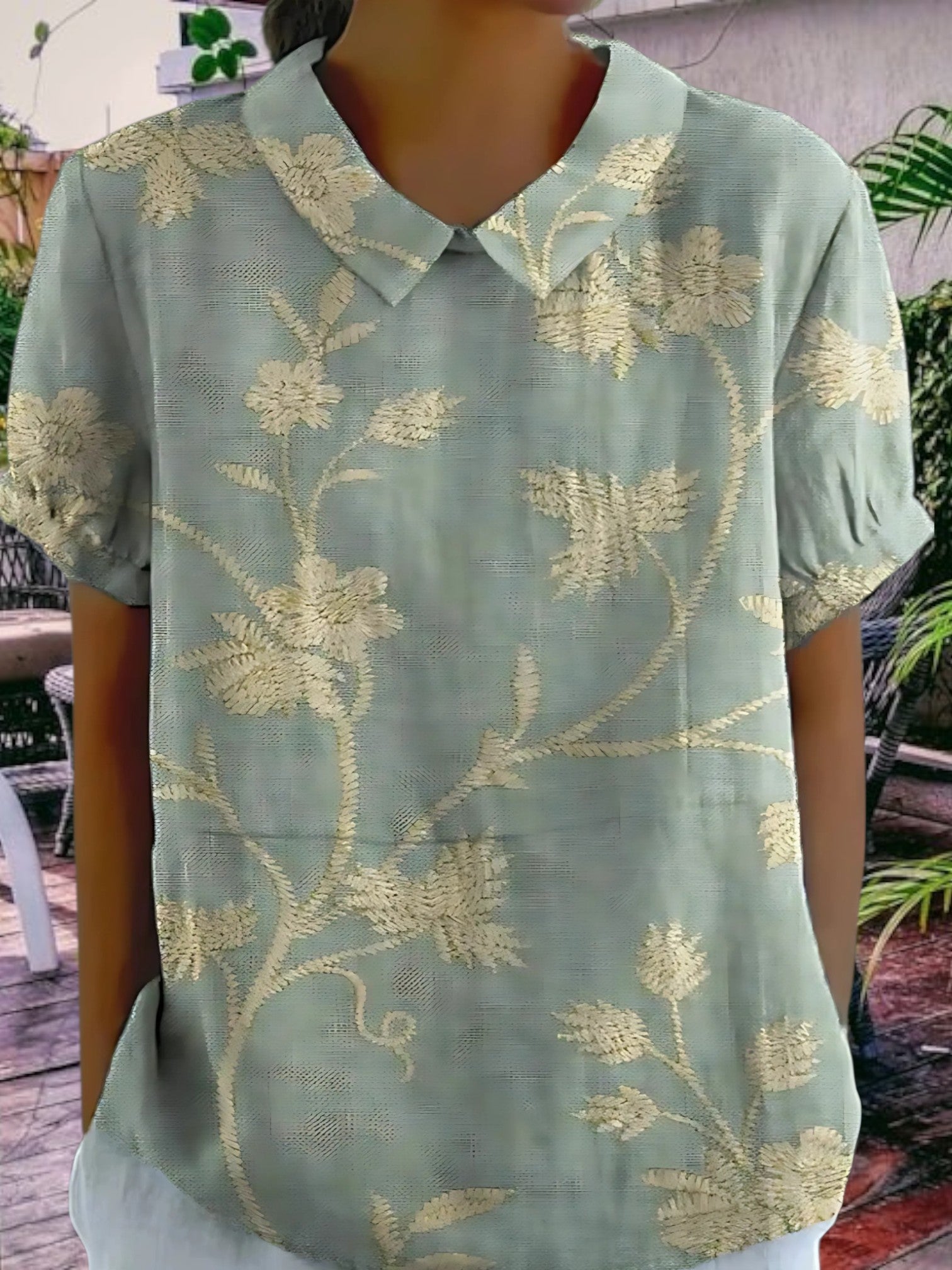 Frauenblumenbluse für Frauen für Sommer, ungezwungene Passform, leichte kurze Ärmel 0