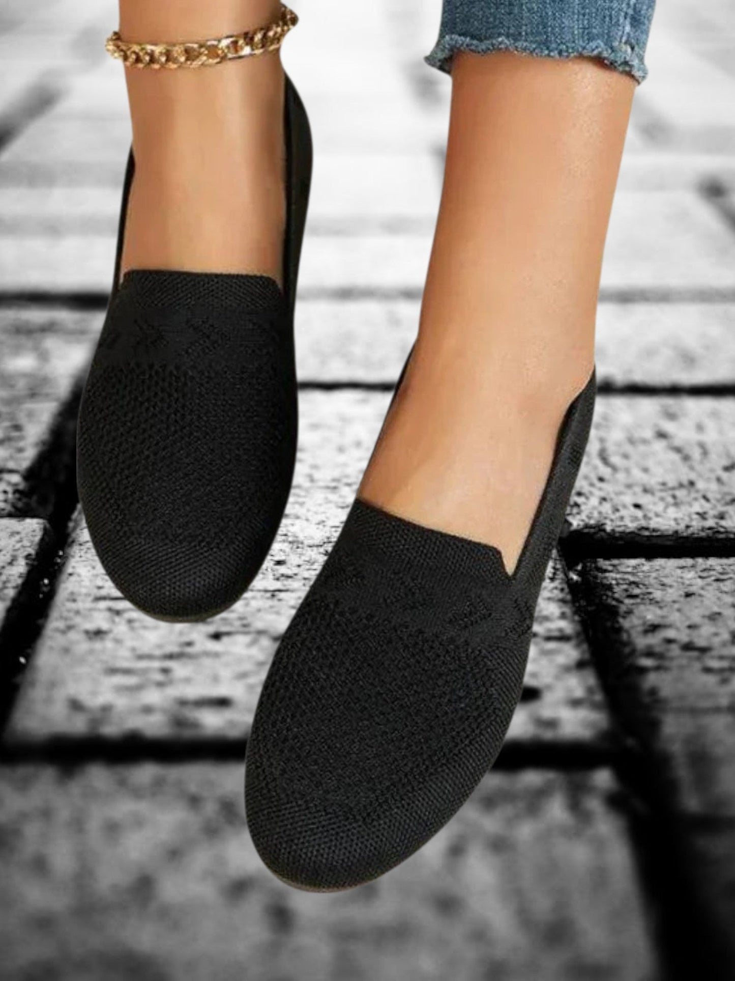 Frauenschuhe mit gleitender Sohle und atmungsaktives Material | Schwarz