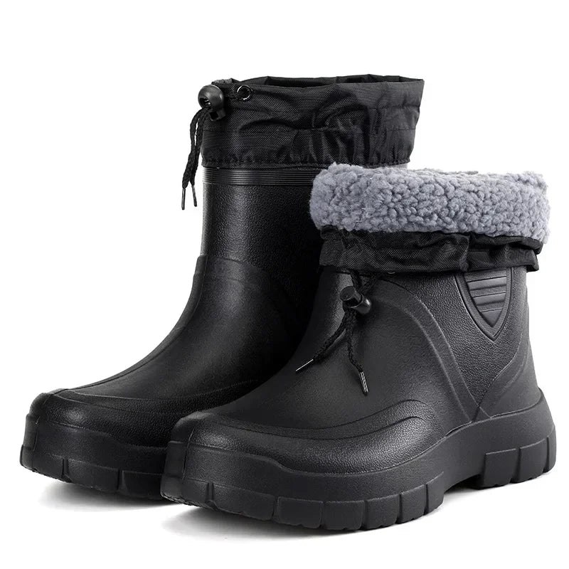 Gefütterte Gummistiefel für Männer | Hohe Stiefel mit Kordelzug | Winter 0