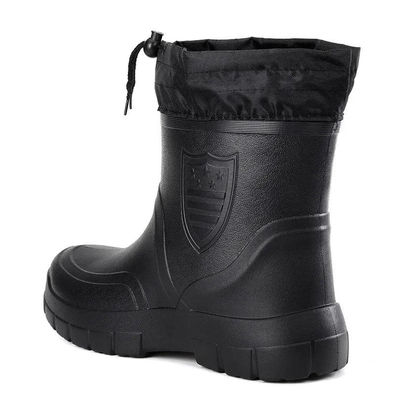 Gefütterte Gummistiefel für Männer | Hohe Stiefel mit Kordelzug | Winter 2