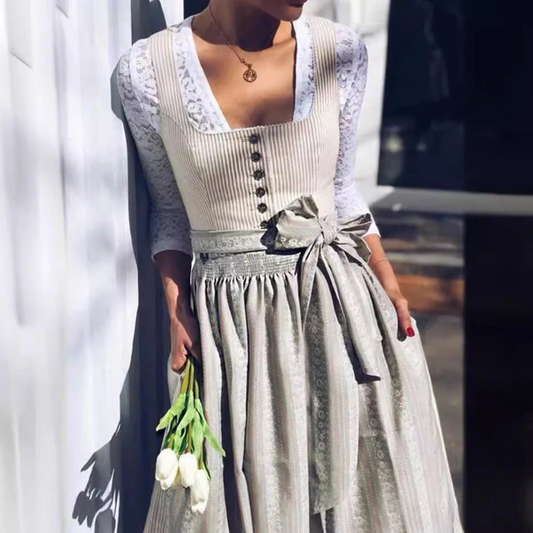 Geripptes Oberteil, fließender Rock, Midikleid | Oktoberfest 0