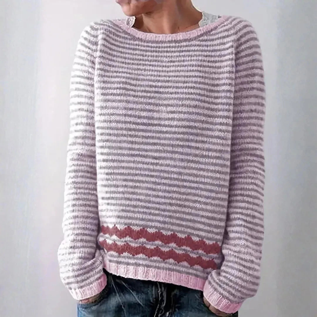 Gestreifter Strickpullover für Damen | Leicht 0