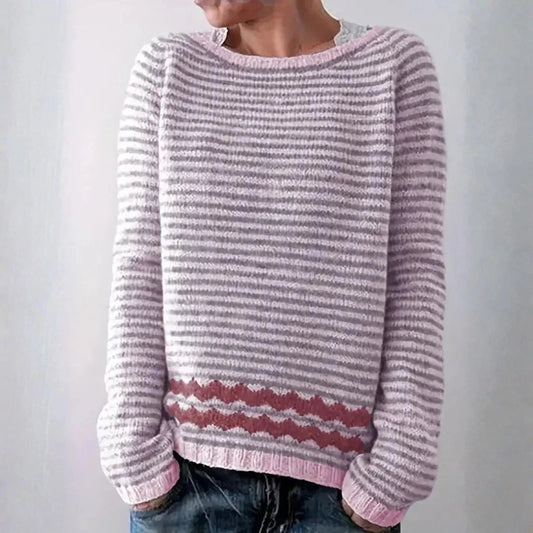 Gestreifter Strickpullover für Damen | Leicht 0