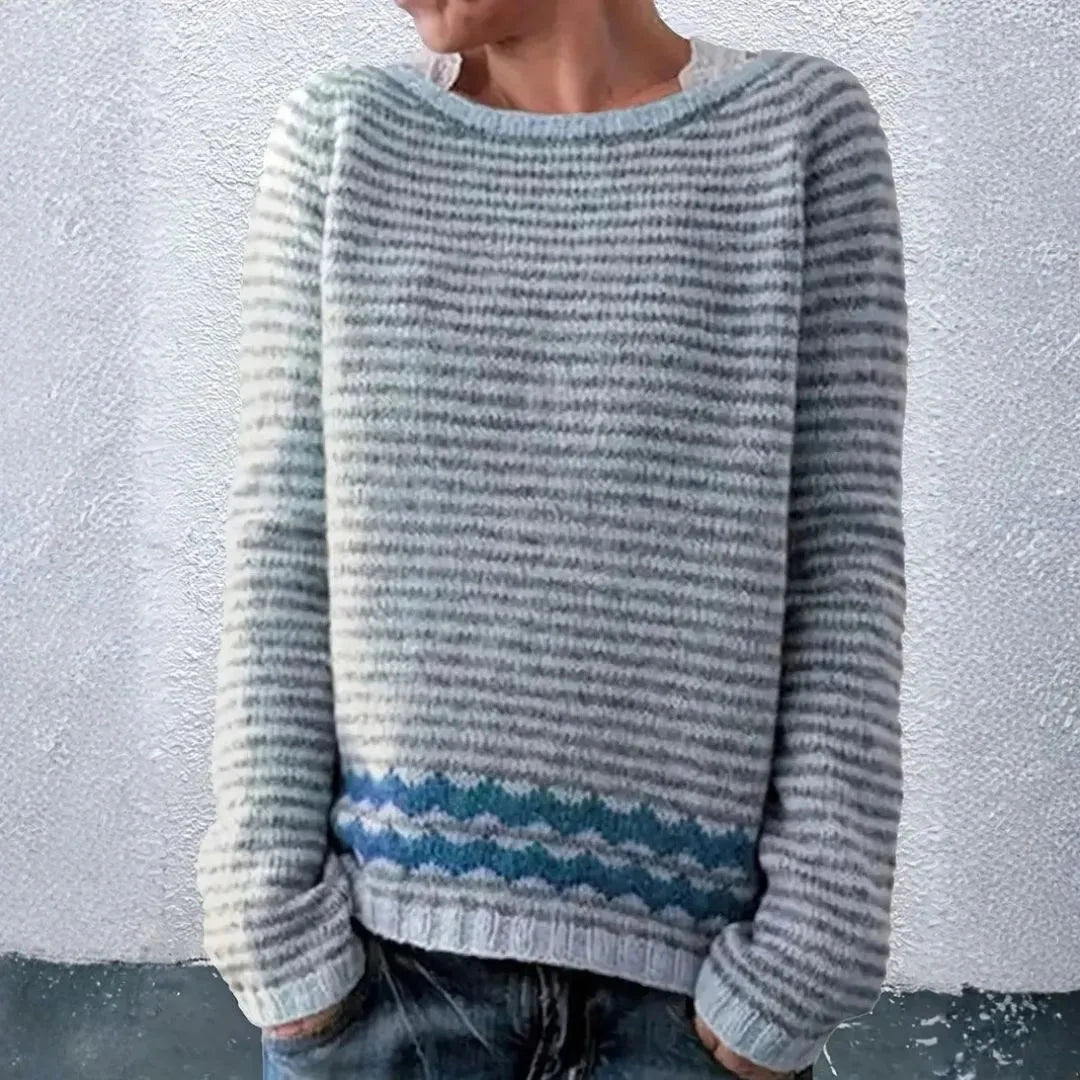 Gestreifter Strickpullover für Damen | Leicht 1