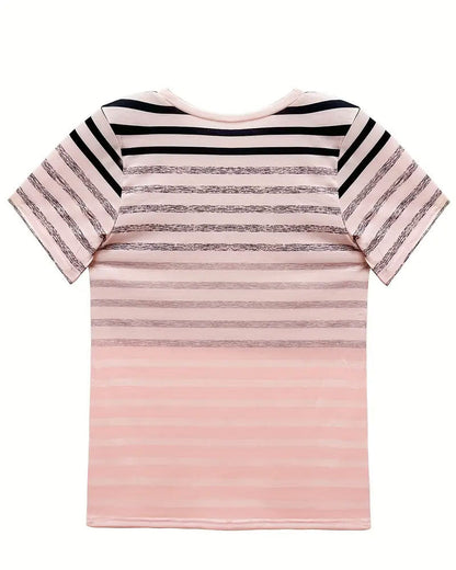 Gestreiftes Damen T-Shirt mit Rundhalsausschnitt & Farbverlauf – Melia 1