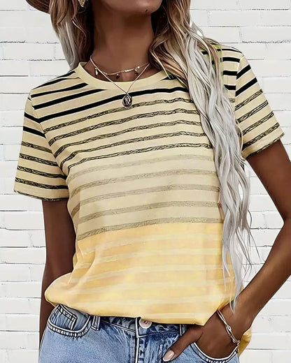 Gestreiftes Damen T-Shirt mit Rundhalsausschnitt & Farbverlauf – Melia 3