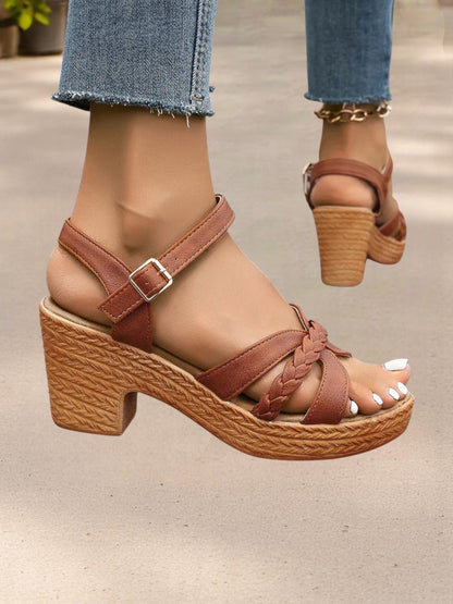 Gianna | Orthopädische Plateau Sandalen für Damen mit Mid-Heel und offenem Zehen Design | Braun