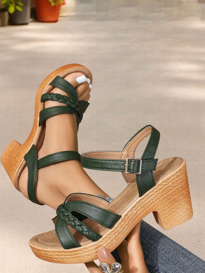Gianna | Orthopädische Plateau Sandalen für Damen mit Mid-Heel und offenem Zehen Design | Grun