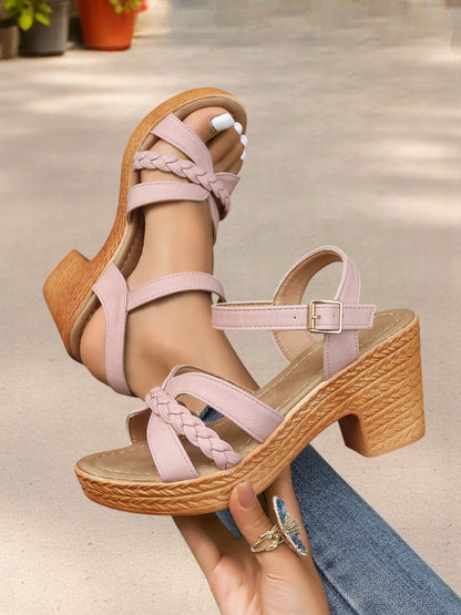 Gianna | Orthopädische Plateau Sandalen für Damen mit Mid-Heel und offenem Zehen Design | Rosa