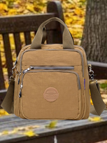 GoBag | Multifunktionale Umhängetasche Damen aus hochwertigem Nylon im 3-in-1 Design | Braun