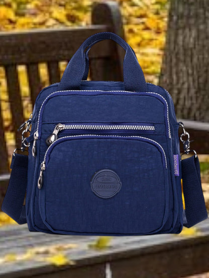 GoBag | Multifunktionale Umhängetasche Damen aus hochwertigem Nylon im 3-in-1 Design | Dunkelblau