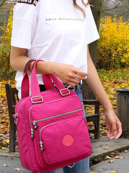 GoBag | Multifunktionale Umhängetasche Damen aus hochwertigem Nylon im 3-in-1 Design | Fuchsia 3