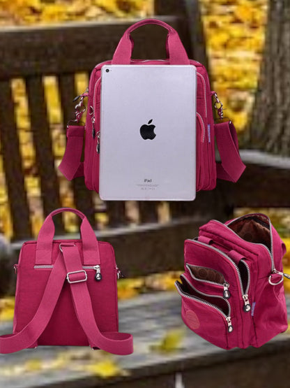 GoBag | Multifunktionale Umhängetasche Damen aus hochwertigem Nylon im 3-in-1 Design | Fuchsia 4