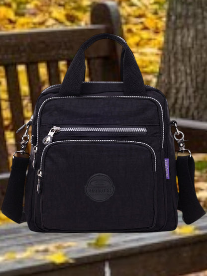 GoBag | Multifunktionale Umhängetasche Damen aus hochwertigem Nylon im 3-in-1 Design | Schwarz
