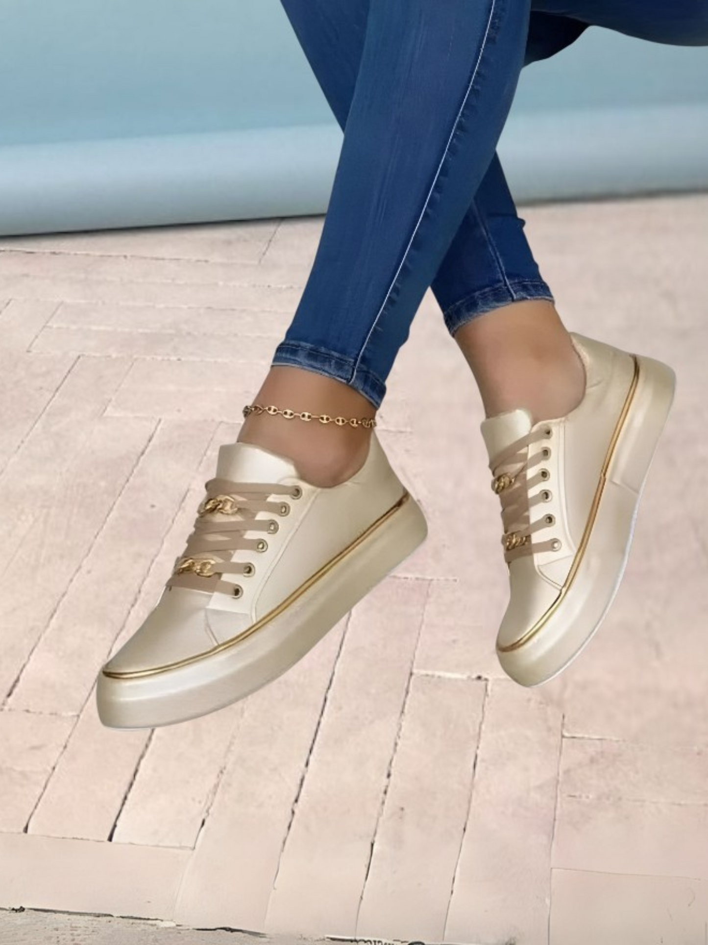 Gracie | Stylische orthopädische Sportschuhe für Frauen mit Fußgewölbeunterstützung und stoßdämpfenden Sohlen | Gold