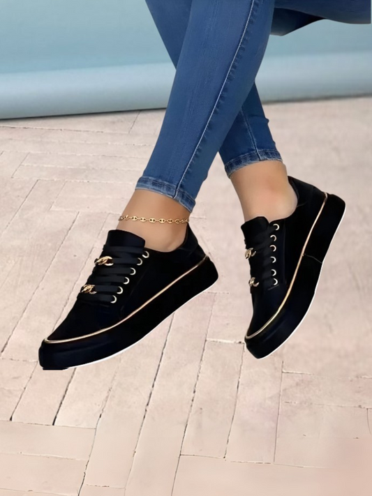 Gracie | Stylische orthopädische Sportschuhe für Frauen mit Fußgewölbeunterstützung und stoßdämpfenden Sohlen | Shwarz