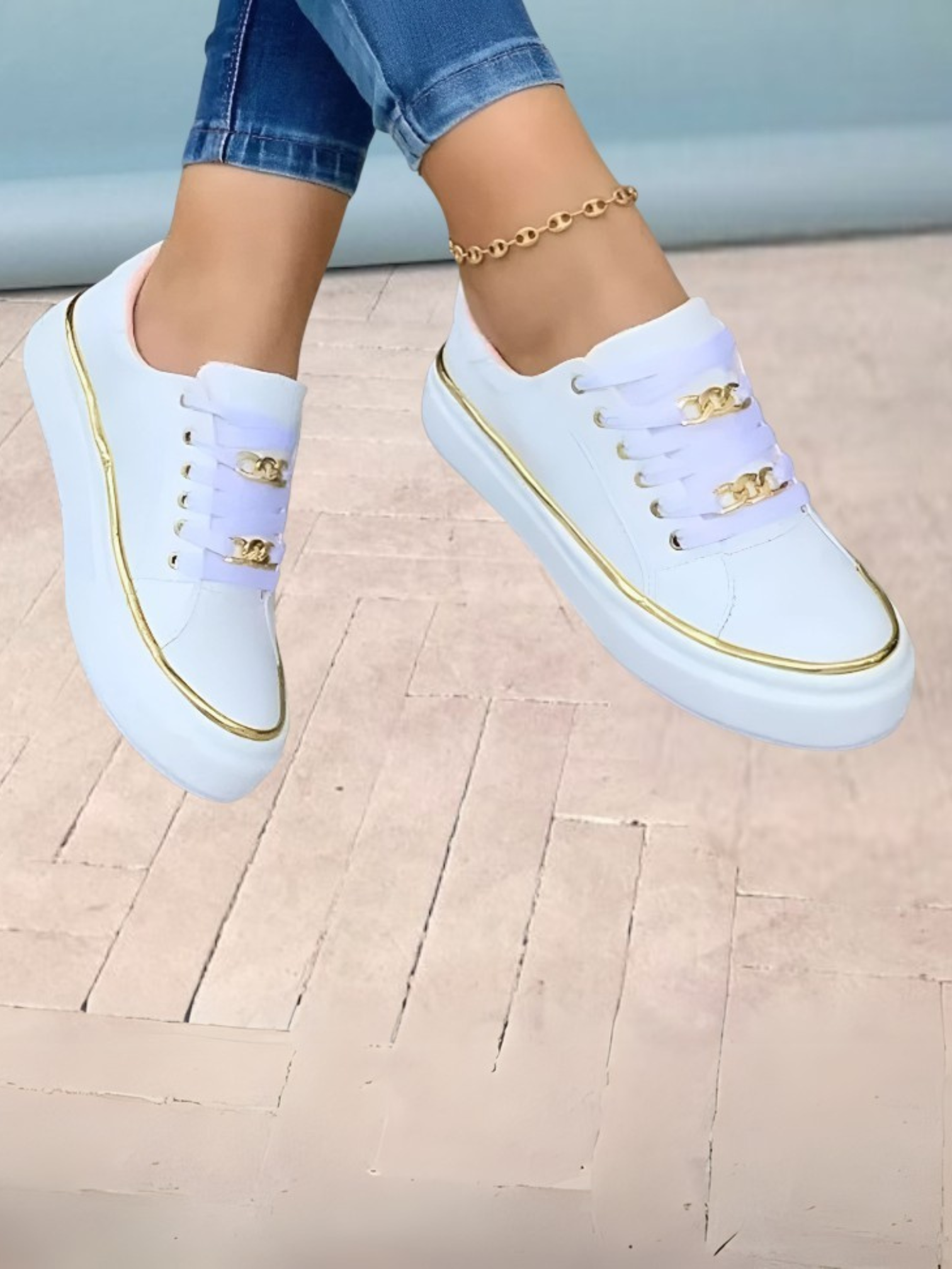 Gracie | Stylische orthopädische Sportschuhe für Frauen mit Fußgewölbeunterstützung und stoßdämpfenden Sohlen | Weiß