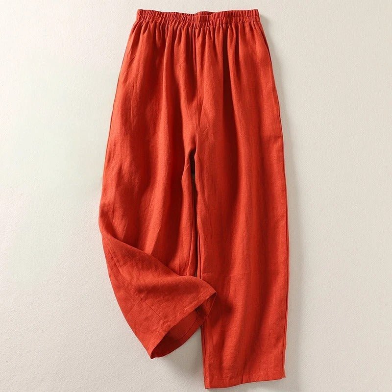 Hannah | Damen Leinen Relaxed-Fit Elastikbund Hose 0