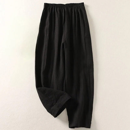 Hannah | Damen Leinen Relaxed-Fit Elastikbund Hose 2