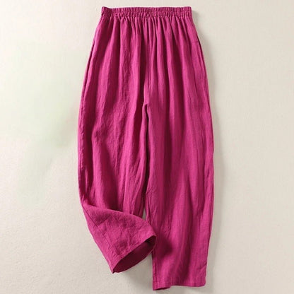 Hannah | Damen Leinen Relaxed-Fit Elastikbund Hose 3