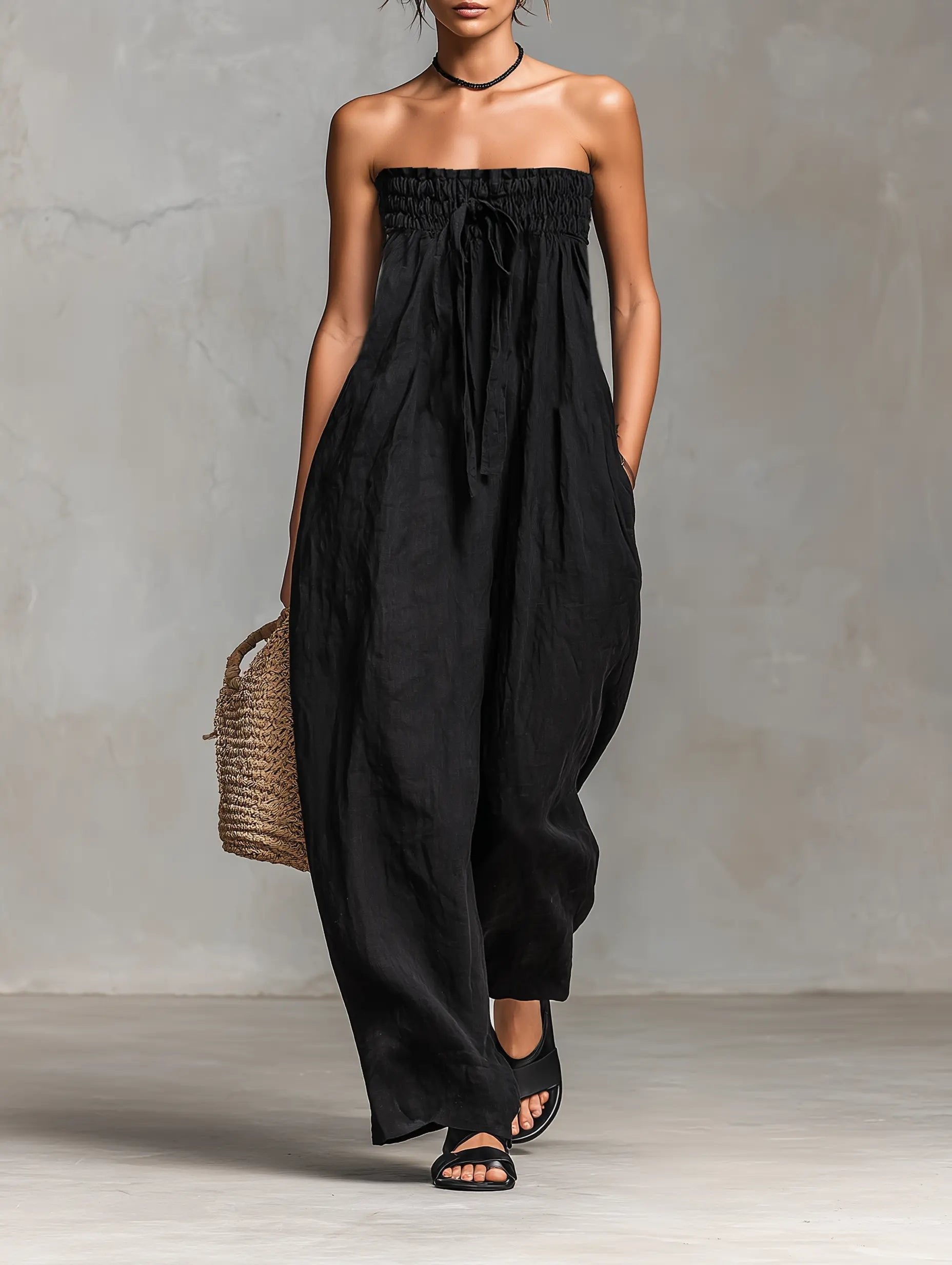 Jumpsuit Damen | Trägerloses Wide Leg Design & Bindung