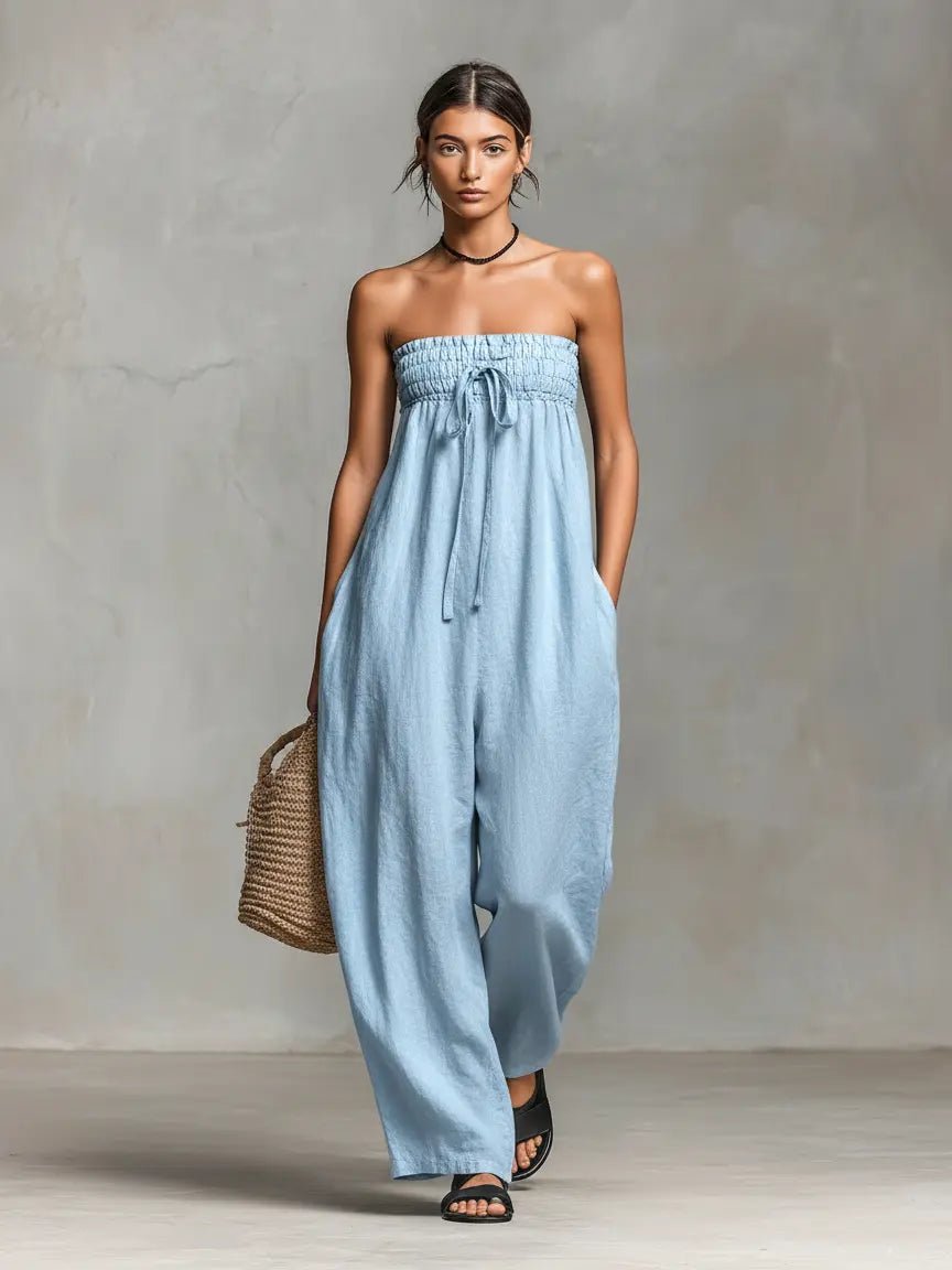 Jumpsuit Damen | Trägerloses Wide Leg Design & Bindung