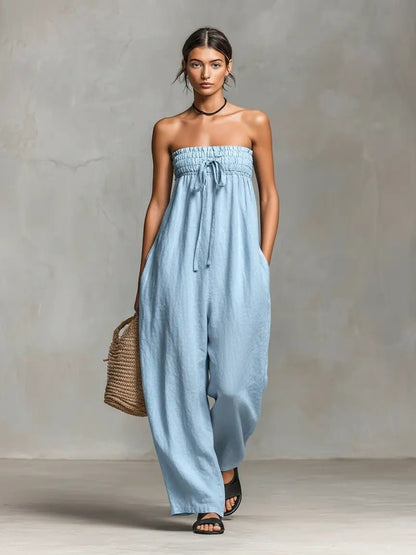 Jumpsuit Damen | Trägerloses Wide Leg Design & Bindung