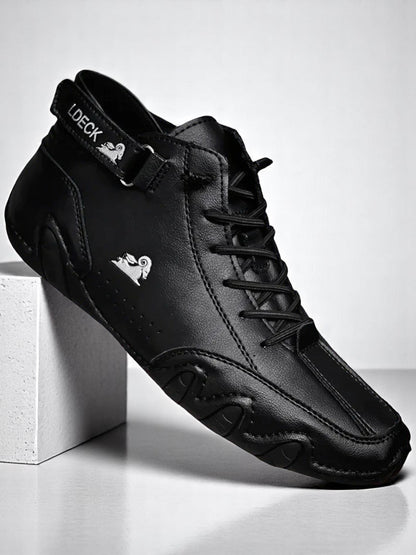 Hendrik | Orthopädische Plattformschuhe aus Leder mit eleganter Sohle und atmungsaktivem Design | Schwarz