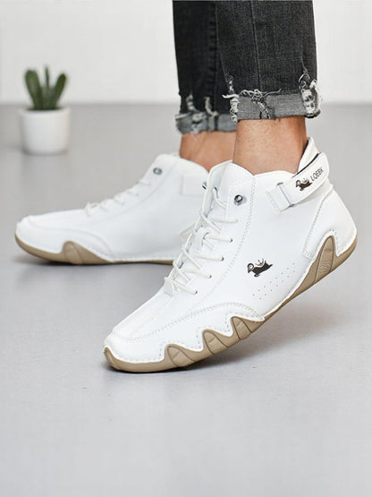 Hendrik | Orthopädische Plattformschuhe aus Leder mit eleganter Sohle und atmungsaktivem Design | Weiß