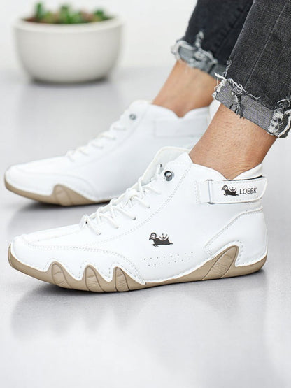 Hendrik | Orthopädische Plattformschuhe aus Leder mit eleganter Sohle und atmungsaktivem Design | Weiß 3