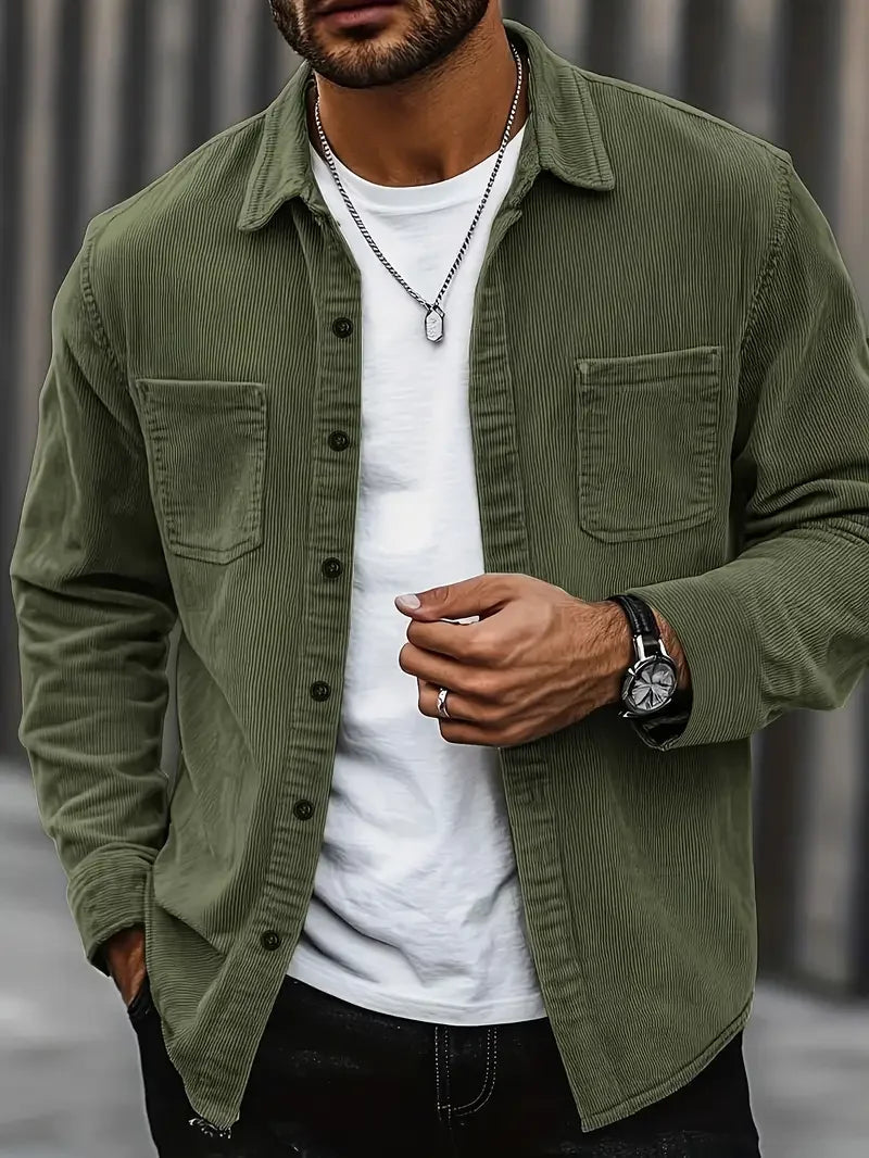 Herren Cordjacke für Männer | Lässiger Schnitt mit Brusttaschen | 1