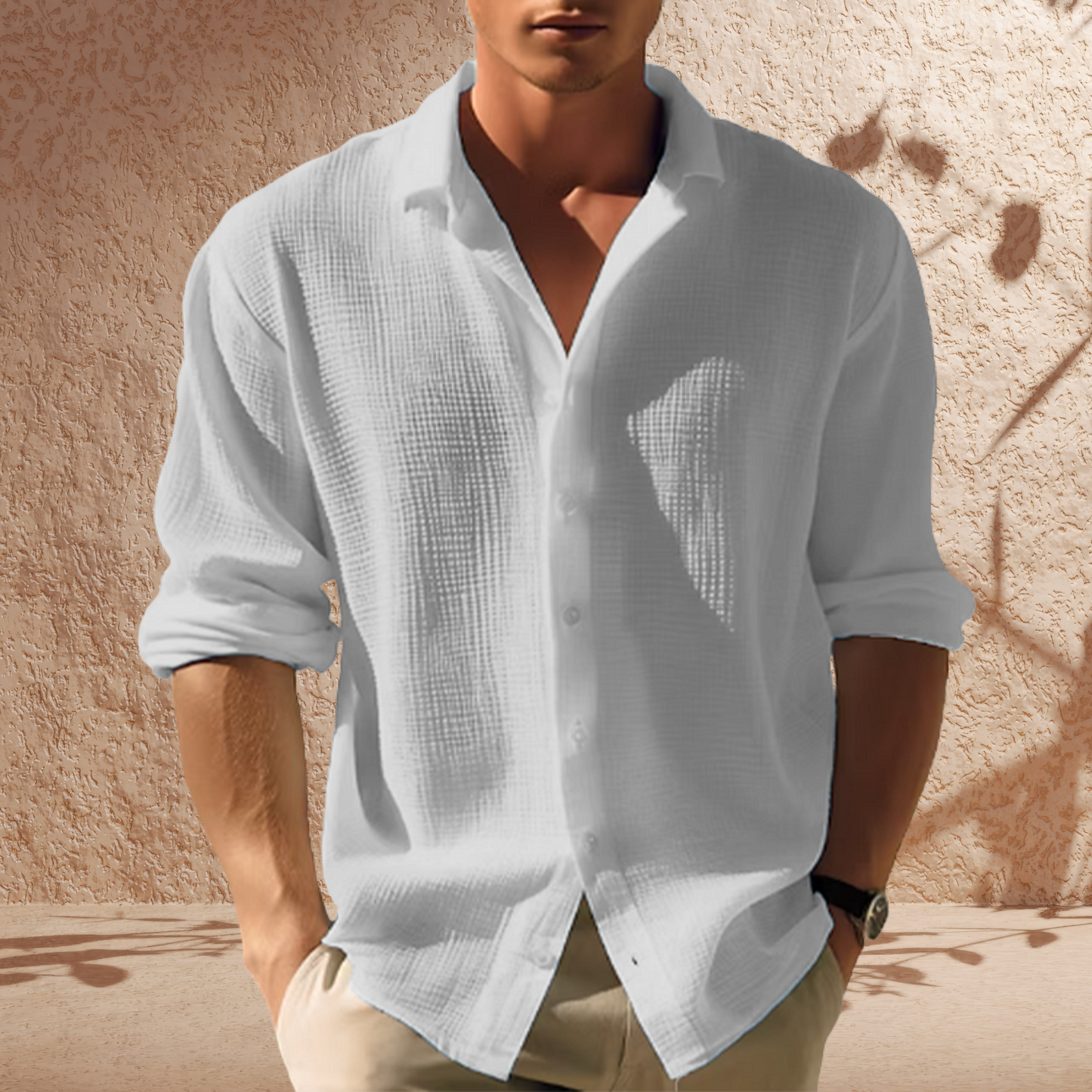 Herrenhemd – Baumwollmix mit Button-Down-Kragen und Langarm | Grau