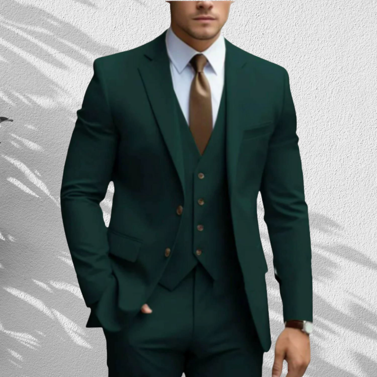 Hochwertiger Dreiteiler – Slim Fit Anzug für Herren zur Hochzeit | Dunkelgrun