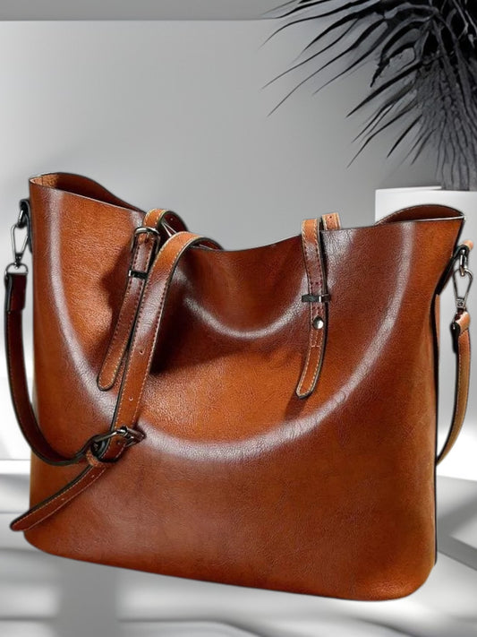Iris | Elegante Vintage Leder Umhängetasche mit verstellbarem Riemen | Braun