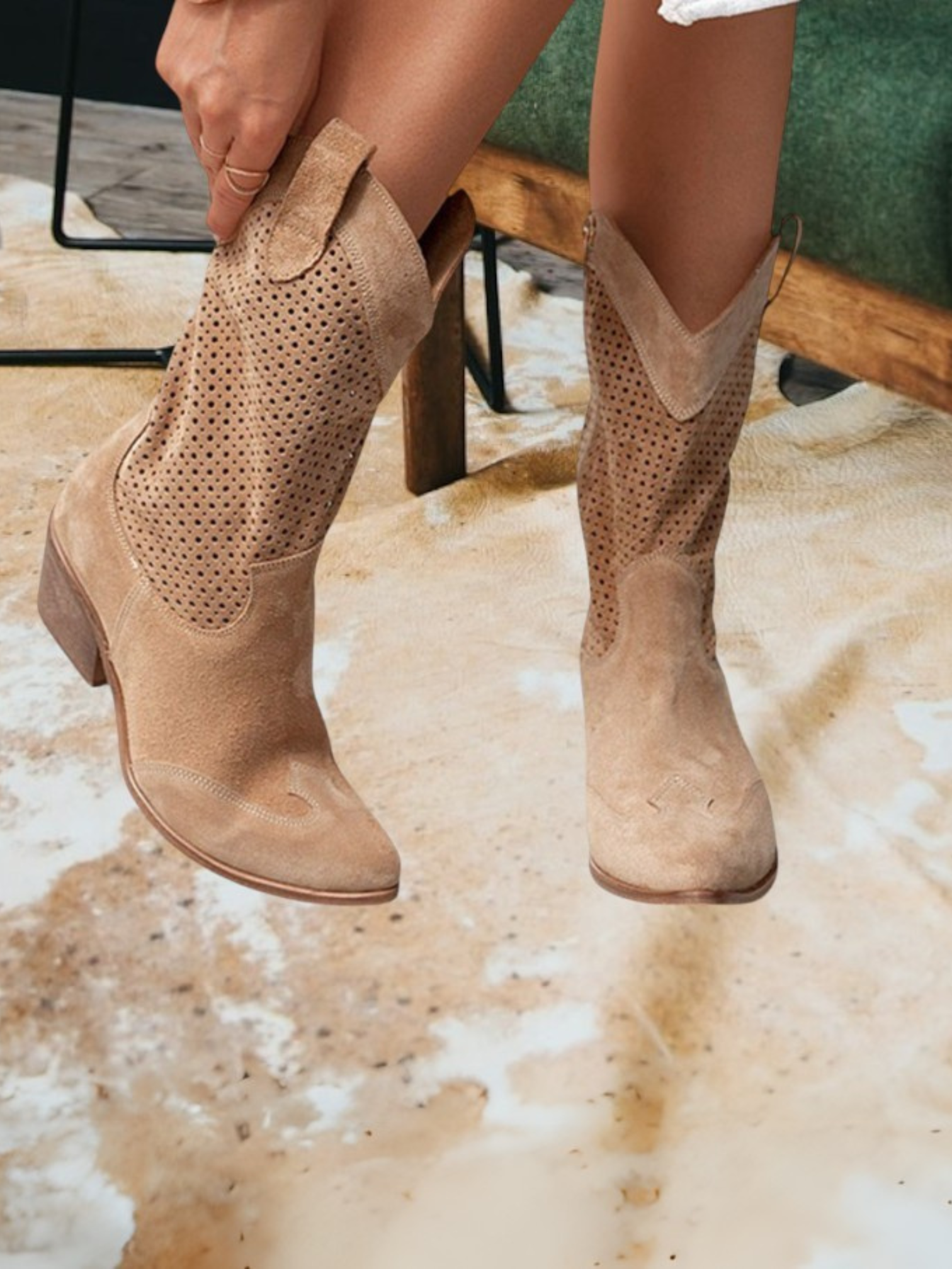 Jill | Orthopädische Cowboy-Stiefel mit Gel-Sohle und 4 cm Absatz für Damen im Western-Stil | Braun -