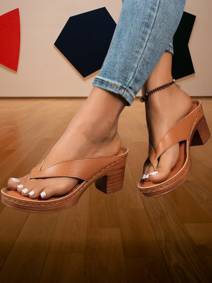 Josefine | Ultra bequeme Sandalen mit dicker Ferse und ergonomischer Sohle | Braun