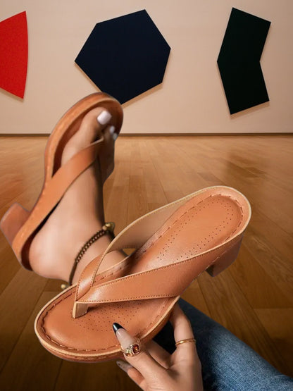 Josefine | Ultra bequeme Sandalen mit dicker Ferse und ergonomischer Sohle | Braun 2