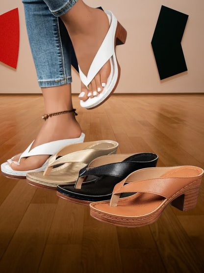 Josefine | Ultra bequeme Sandalen mit dicker Ferse und ergonomischer Sohle | Weiß
