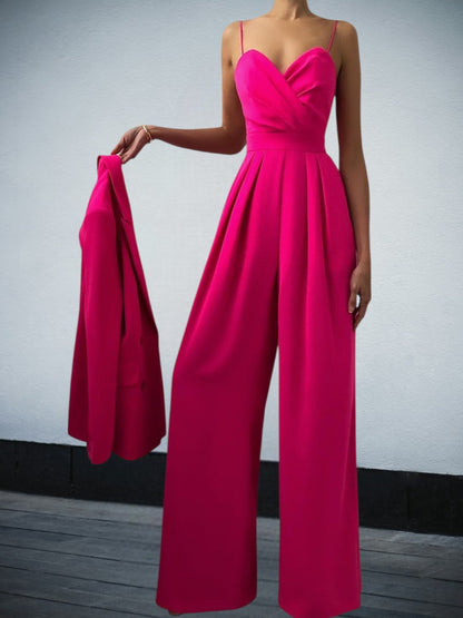 Jumpsuit aus leichtem Stoff - Schmeichelhafter Freizeitanzug | Rosenrot