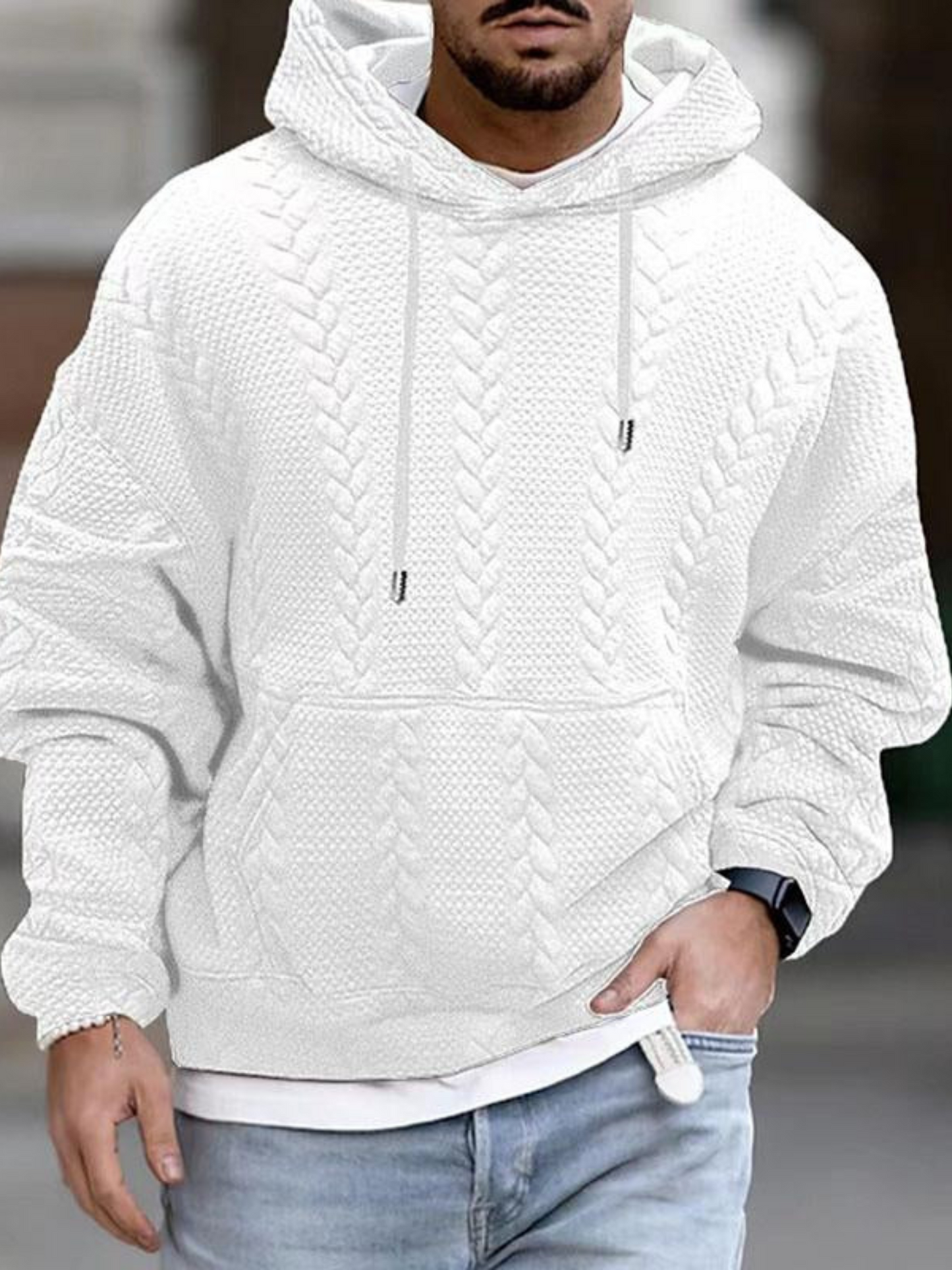 Kängurutaschen-Kapuzenpullover für Herren | Langarm 4