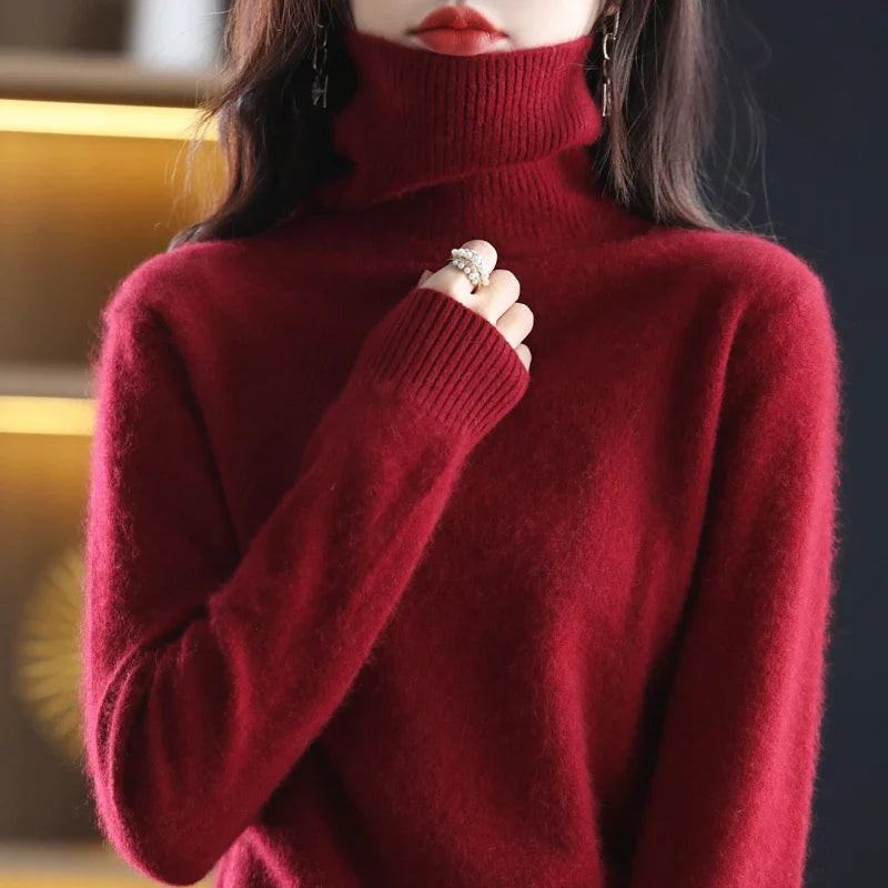 Kaschmirpullover Damen | Stehkragen, Taillierte Passform | Winter